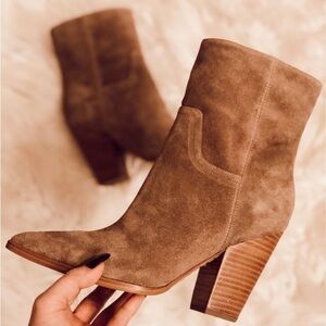 Marc Fisher Devin Pointy Tow Bootie in Suede